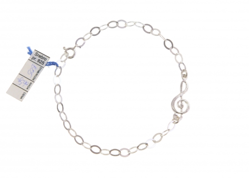 Zebra Music bracelet treble clef, silver, B005