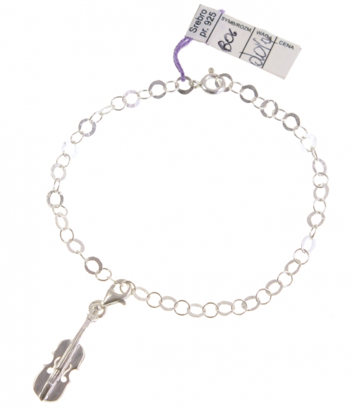 Zebra Music bracelet with violin, silver, B006
