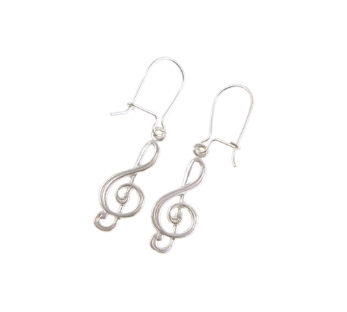 Zebra Music earrings treble clef, silver, B004