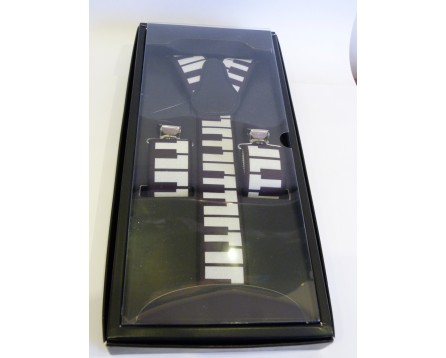 Zebra Music suspenders with piano theme, box