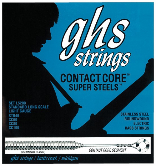 GHS Contact Core Super Steels struny pro baskytaru, 4-str. Light, .040-.100