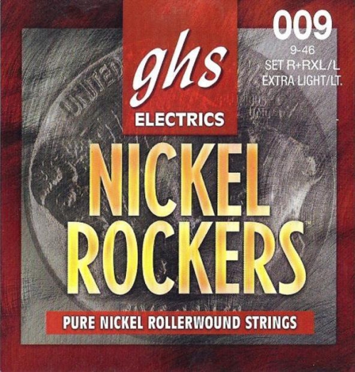 GHS NICKEL ROCKERS struny pro elektrickou kytaru, Extra Light-Light, .009-.046, Rollerwound