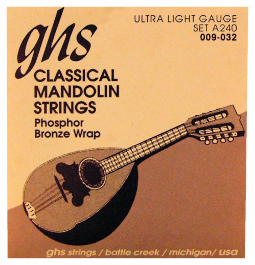 GHS Professional struny pro mandolnu, Loop End, Phosphor Bronze, Ultra Light, .009-.032