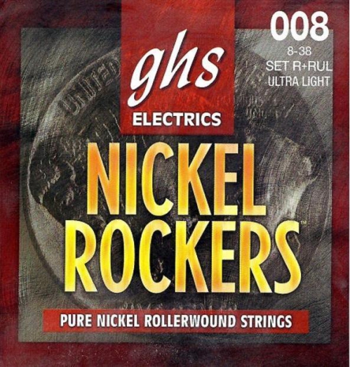 GHS NICKEL ROCKERS struny pro elektrickou kytaru, Ultra Light, .008-.038, Rollerwound