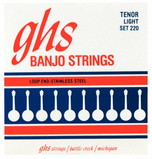GHS Tenor struny pro tenorov banjo, 4-str. Loop End, Stainless Steel, Light, .009-.028