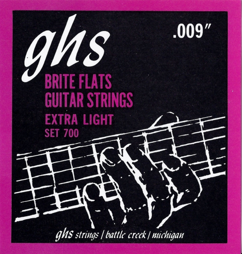GHS Brite Flats Struny pro elektrickou kytaru, Extra Light, .009-.042