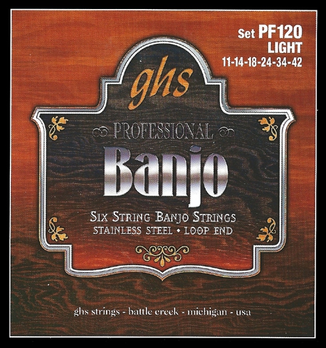 GHS Professional struny pro banjo, 6-str. Loop End, Stainless Steel, Light, .011-.042