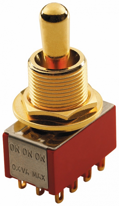 MEC  3 polohov� sp�na� ON-ON-ON 4PDT, zlat� 