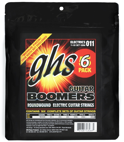 GHS Guitar Boomers struny pro elektrickou kytaru, Medium, .011-.050, 6-Pack