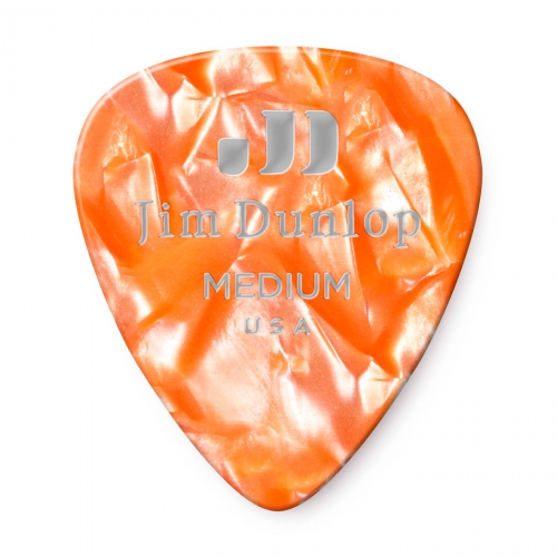 Dunlop Genuine Celluloid Classic Picks, Refill Pack, perloid orange, medium