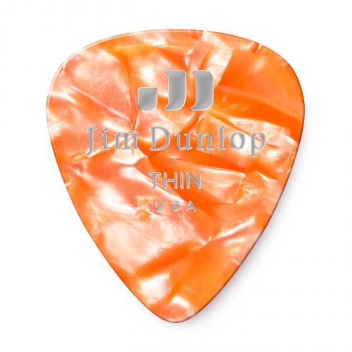 Dunlop Genuine Celluloid Classic Picks, Player′s Pack, perloid orange, thin
