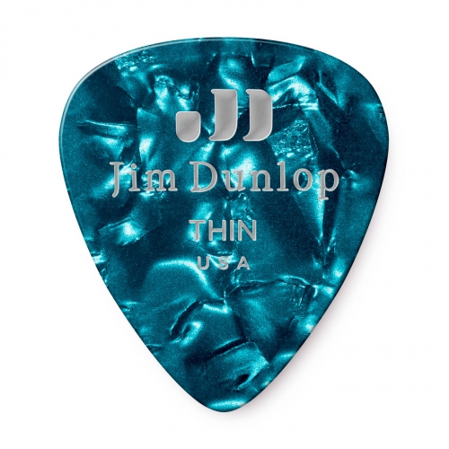 Dunlop Genuine Celluloid Classic Picks, Player′s Pack, turquoise, thin