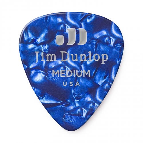 Dunlop Genuine Celluloid Classic Picks, Player′s Pack, perloid blue, medium