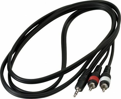 RockCable 20903 D4 patch kabel 2 x RCA / 1 x miniTRS