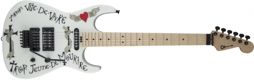 Charvel Warren Demartini Usa Signature Frenchie, Maple Fingerboard, Snow White With Frenchie Graphic