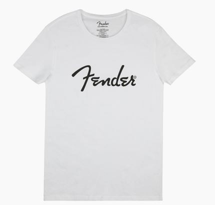Fender Spaghetti Logo Men′s Tee, White, Medium