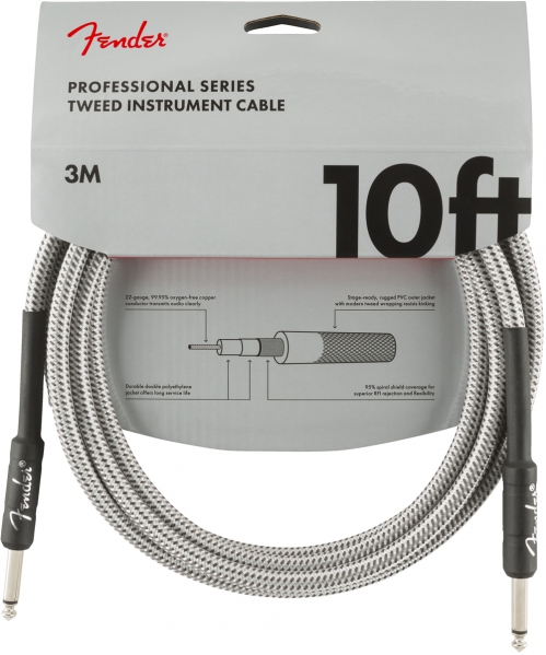Fender Professional Series Instrument Cable 10′ White Tweed