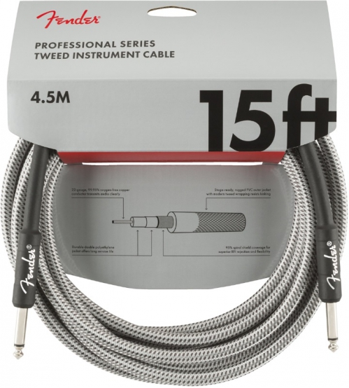 Fender Professional Series Instrument Cable 15′ White Tweed