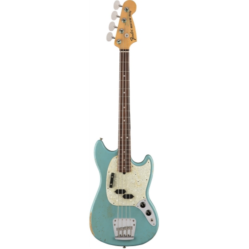 Fender JMJ Road Worn Mustang Bass Rosewood Fingerboard, Faded Daphne Blue
