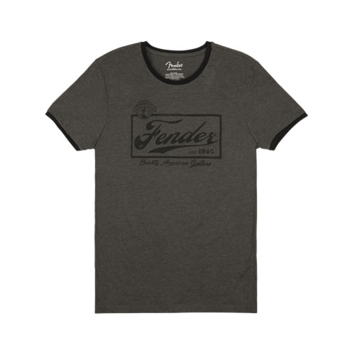 Fender Beer Label Men′s Ringer Tee, Gray/Black, Xxl