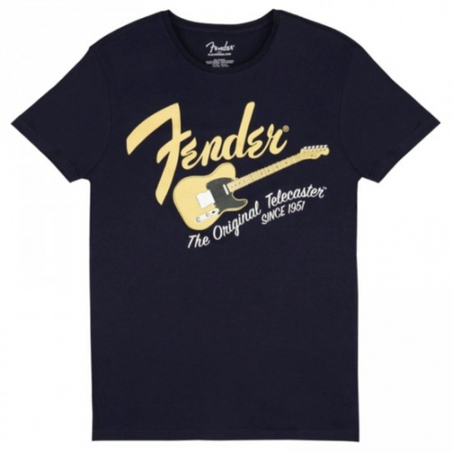 Fender Original Telecaster Men′s Tee, Navy/Blonde, Small