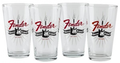 Fender Strat Burst Pint Glasses, Set Of Four