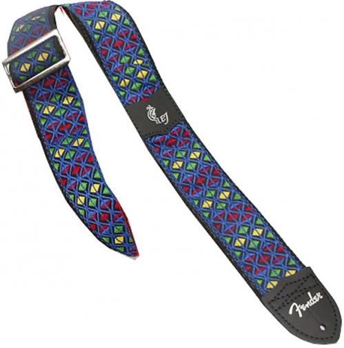 Fender Eric Johnson ″The Walter″ Signature Strap, Blue With Multi-Colored Triangle Pattern