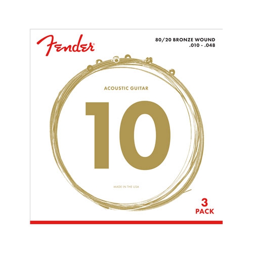 Fender 80/20 Bronze Acoustic Strings, Ball End, 70xl .010-.048 Gauges