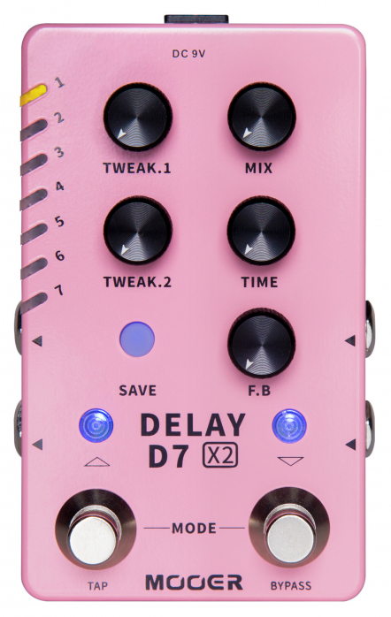 Mooer D7 X2 Digital Stereo Delay kytarov efekt