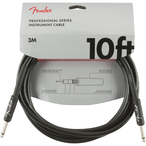 Fender Professional Series Instrument Cable, Straight/Straight, 10′, Black kytarov kabel