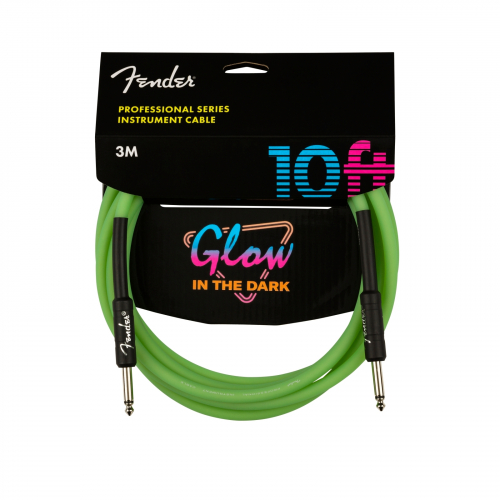 Fender Professional Series Glow in the Dark Cable Green 10′ kytarový kabel