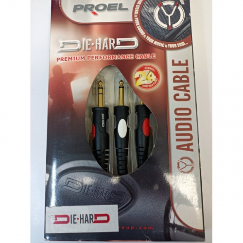 Proel Die Hard DH620 kabel audio 1x Jack TRS / 2x JAck TS 0,3m