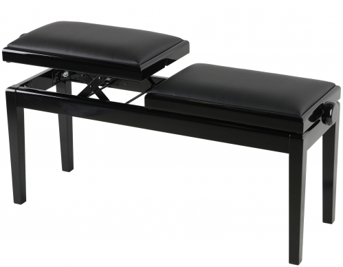 Grenada BG 4 double piano bench, gloss black, vinyl drubbing